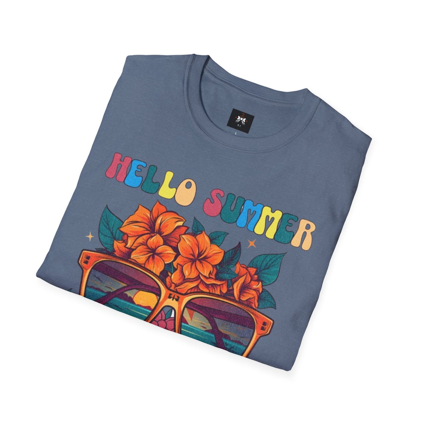 Hello Summer Break Tropical T-Shirt | Unisex Softstyle Tee for Summer Vibes