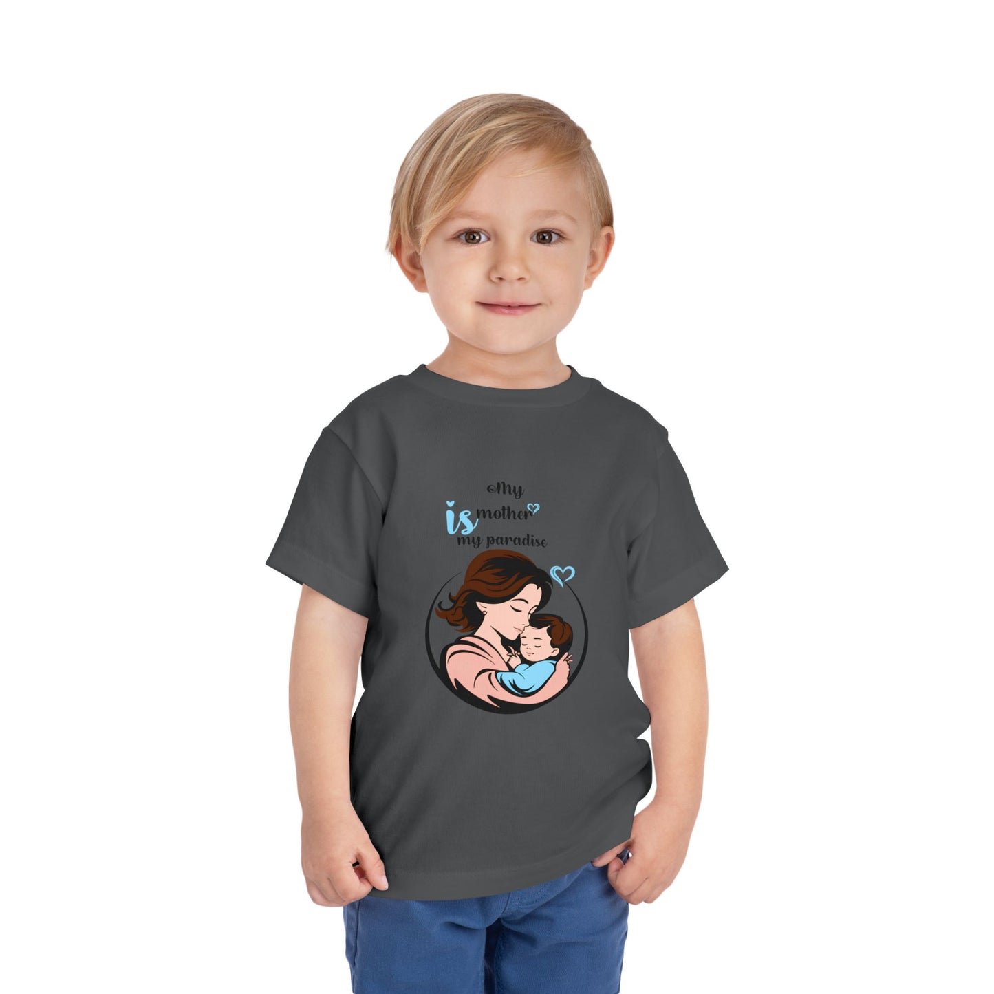 Toddler Short Sleeve Tee - "My Mother is My Paradise" Design - Perfect Gift for Mother's Day.