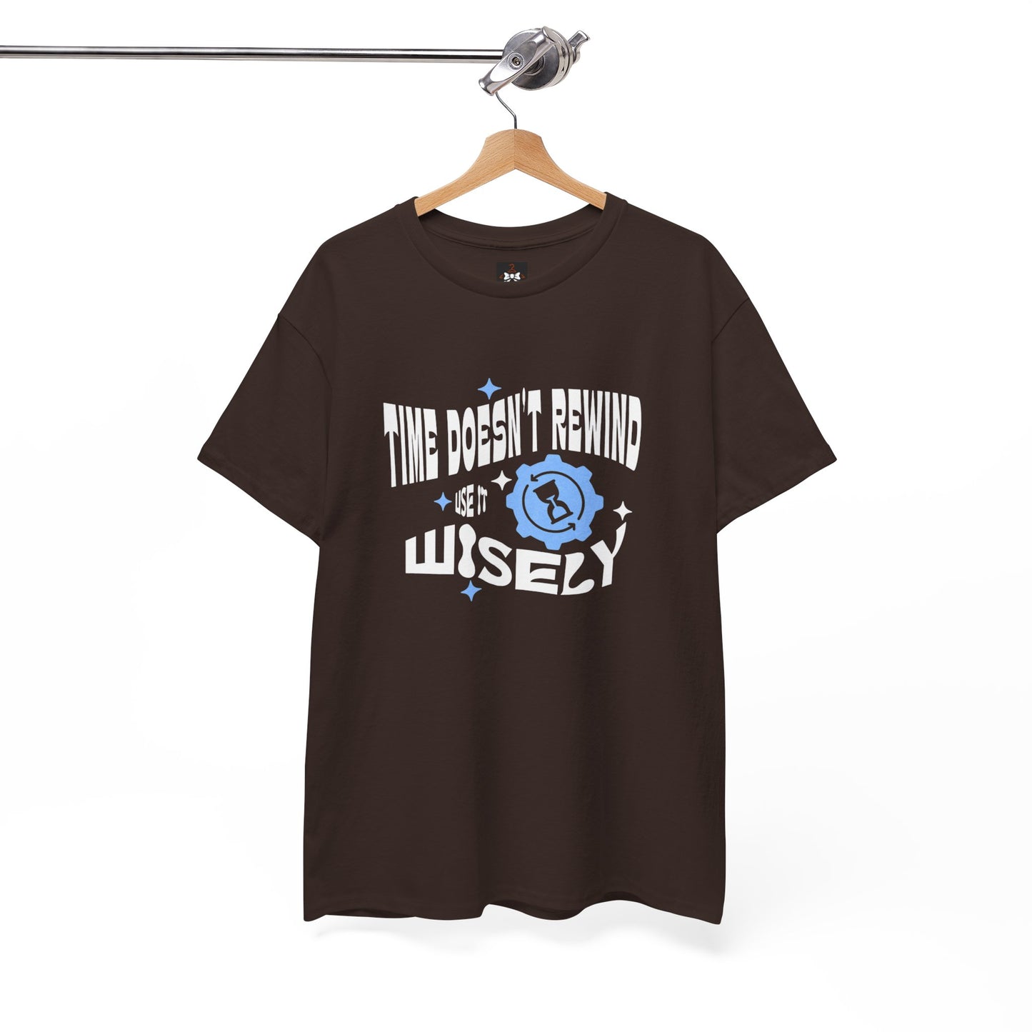 Inspirational Unisex Heavy Cotton Tee - 'Time Doesn't Rewind, Use It Wisely'